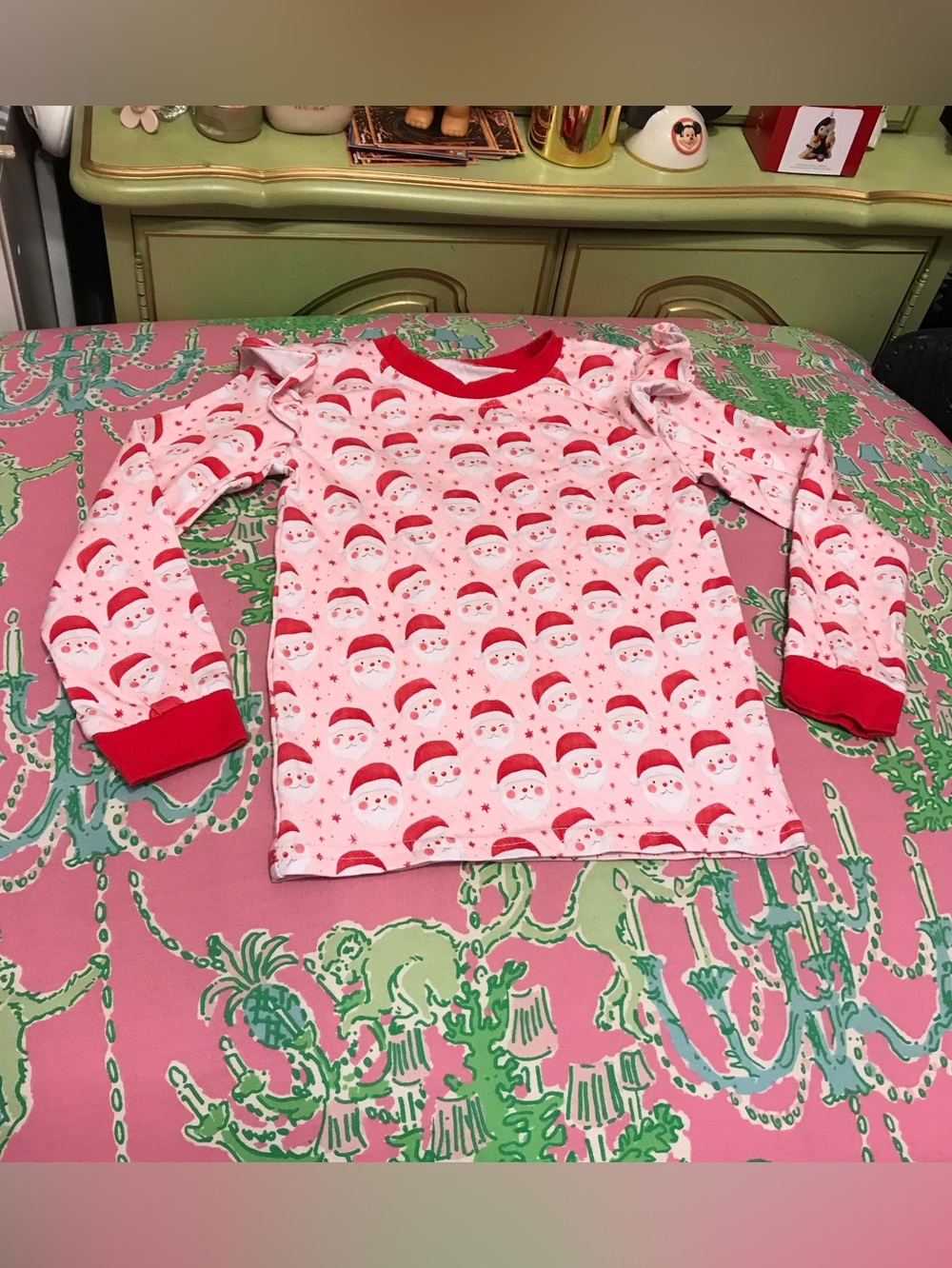Cecil and Lou pink and red Santa Christmas Pajama top size 4T